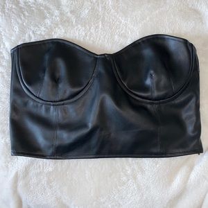 Black leather tube top